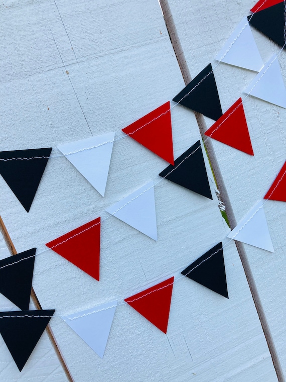 Graduation Decor Red and Black Harvard Graduation Triangle Bunting U of