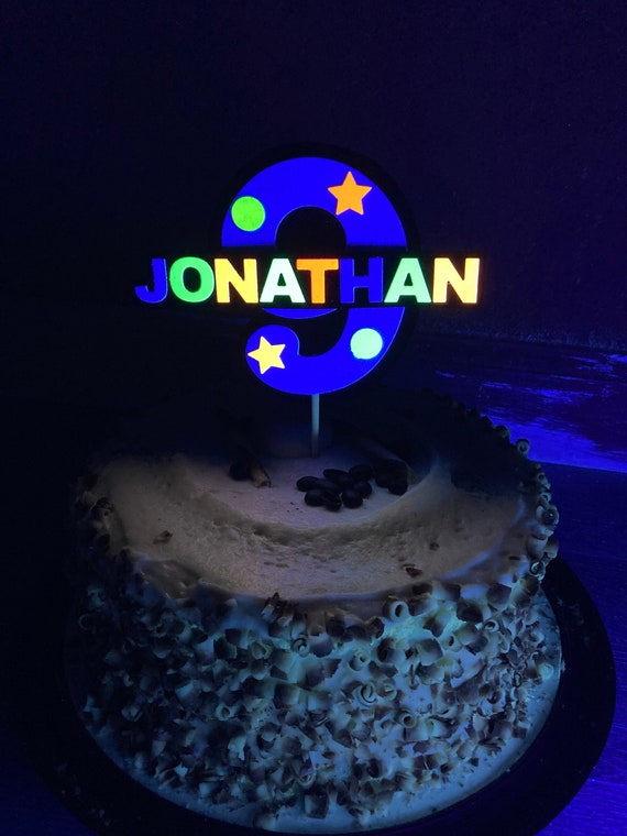 Glow Party Cake Topper, Neon Cake Topper, Birthday Cake Decor, Personalized Topper, Name Topper, Age Topper, Glow Party Decorations Il_570xn