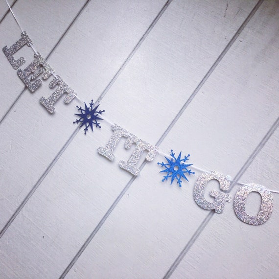 Let It Go Banner, Frozen Birthday, Snowflake Banner, Frozen Party, Glitter Banner, Winter Birthday, Winter Wonderland, Blue Snowflake Il_570xn