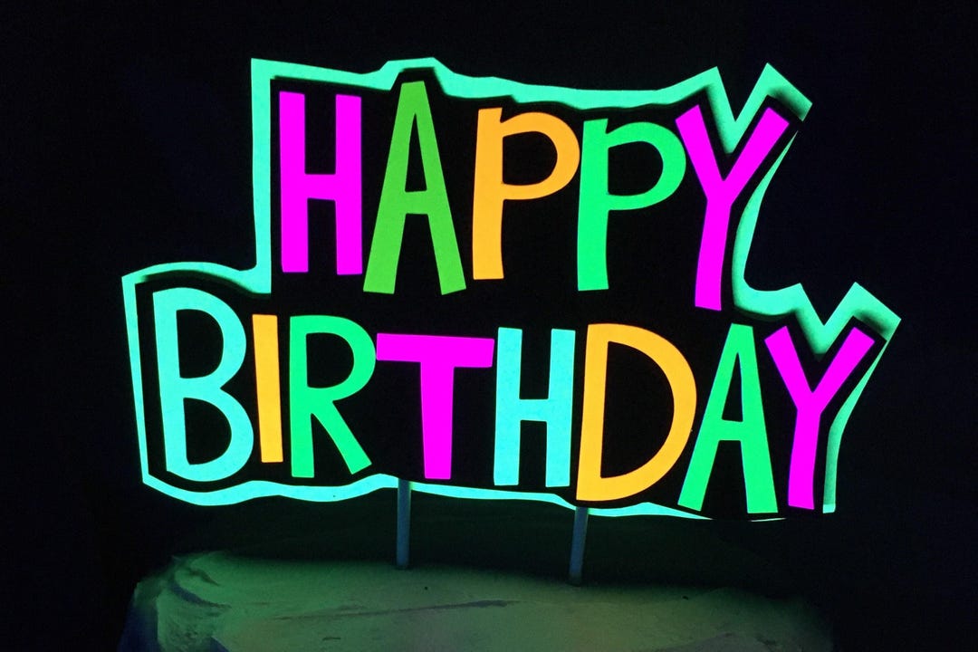 Glow Party Cake Topper, Neon Birthday Cake Topper, Personalized Cake ...