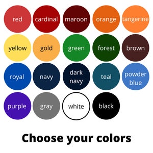 Peut inclure: Un nuancier avec 20 cercles de diff&eacute;rentes couleurs, dont le rouge, le jaune, le vert, le bleu et le noir. Chaque cercle porte un nom de couleur en texte blanc. Le texte "Choisissez vos couleurs" est en bas.