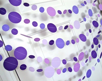 Purple Circle Garland, Paper Party Decoration, Purple Birthday Party, Paper Circle Bunting, Ultraviolet Party Decor, Birthday Party Decor