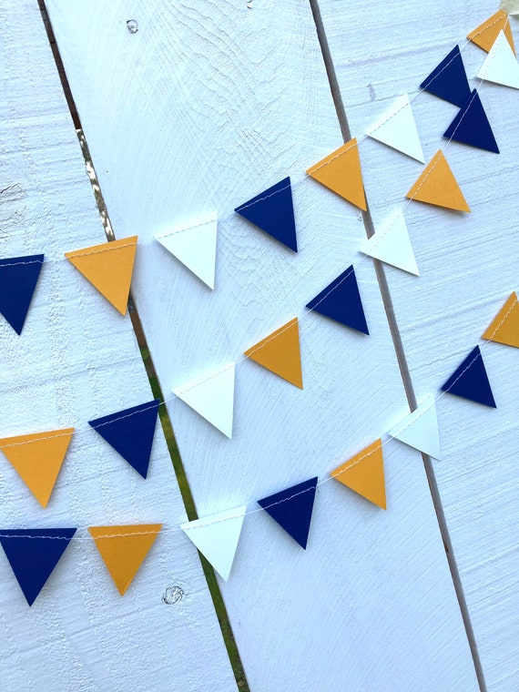 Graduation Decoration, Blue and Gold, Graduation Garland, Triangle Bunting, UC Berkeley Graduation, U of California Grad, Dorm Decoration Il_570xn