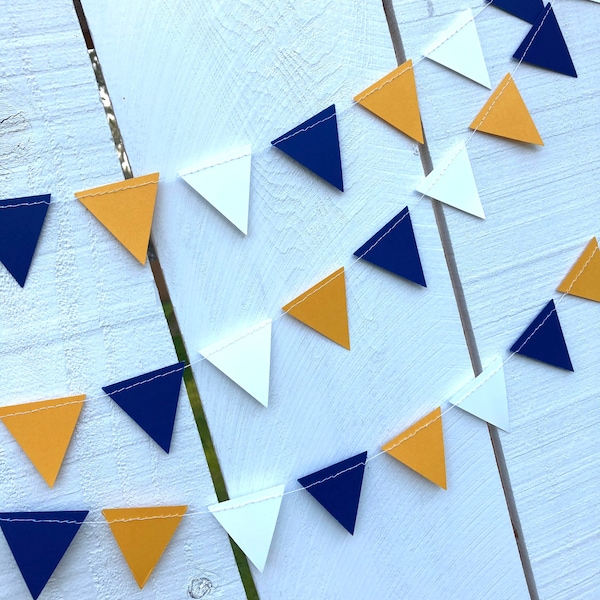 Graduation Decoration, Blue and Gold, Graduation Garland, Triangle Bunting, UC Berkeley Graduation, U of California Grad, Dorm Decoration