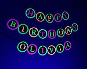 Glow Party Neon Black Light HAPPY BIRTHDAY banner
