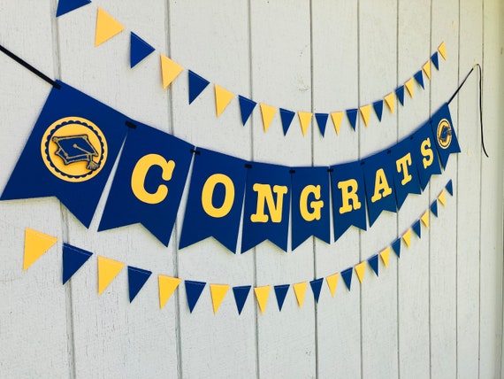 University of California Large Graduation Banner, CONGRATS Banner, Graduation Decor, UC Davis Grad, UC Berkeley Grad, Navy and Gold Decor Il_570xn