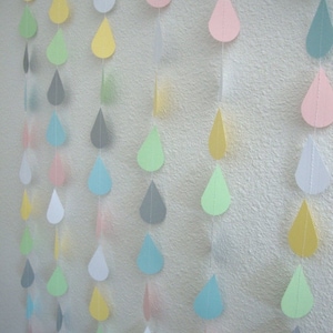 Pastel Raindrop Garland, Baby Shower Backdrop, Neutral Baby Sprinkle, Gender Reveal, Virtual Baby Shower, Noah's Ark Party, Zoom Party