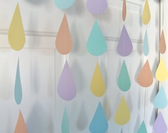 Large raindrop sprinkle garland, custom color raindrop garland, baby sprinkle backdrop, bridal shower backdrop