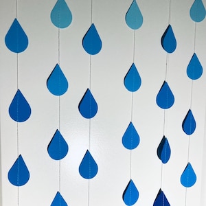 Blue Ombre Raindrops, Raindrop Garland, Baby Boy Shower Decor, Baby Shower Garland, Baby Shower Backdrop, Baby Sprinkle Decor, Blue Raindrop