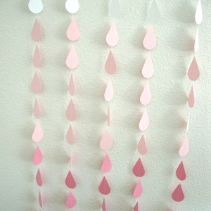 Ombre pink raindrop garland for baby sprinkle, pink bridal shower garland, ombre sprinkle garland, ombre raindrops image 2