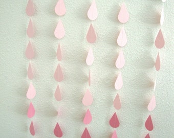 Ombre Pink Raindrop Garland for Baby or Bridal/Wedding Shower, or Sprinkle Party