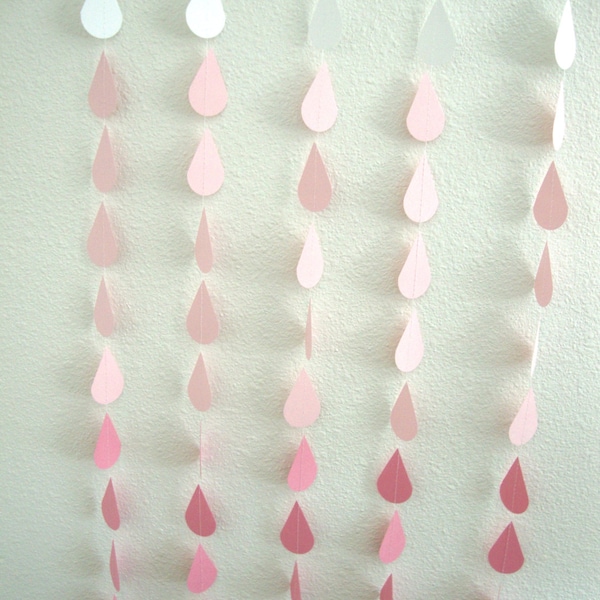 Ombre Pink Raindrop Garland for Baby or Bridal/Wedding Shower, or Sprinkle Party