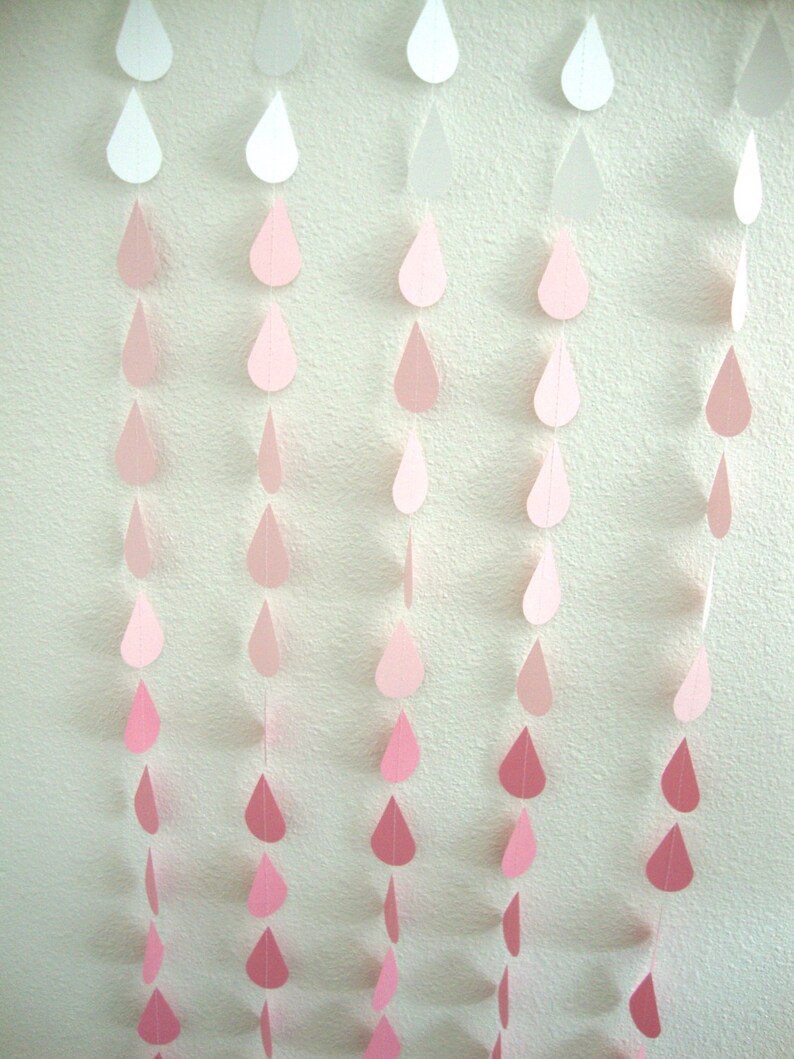 Ombre pink raindrop garland for baby sprinkle, pink bridal shower garland, ombre sprinkle garland, ombre raindrops image 2
