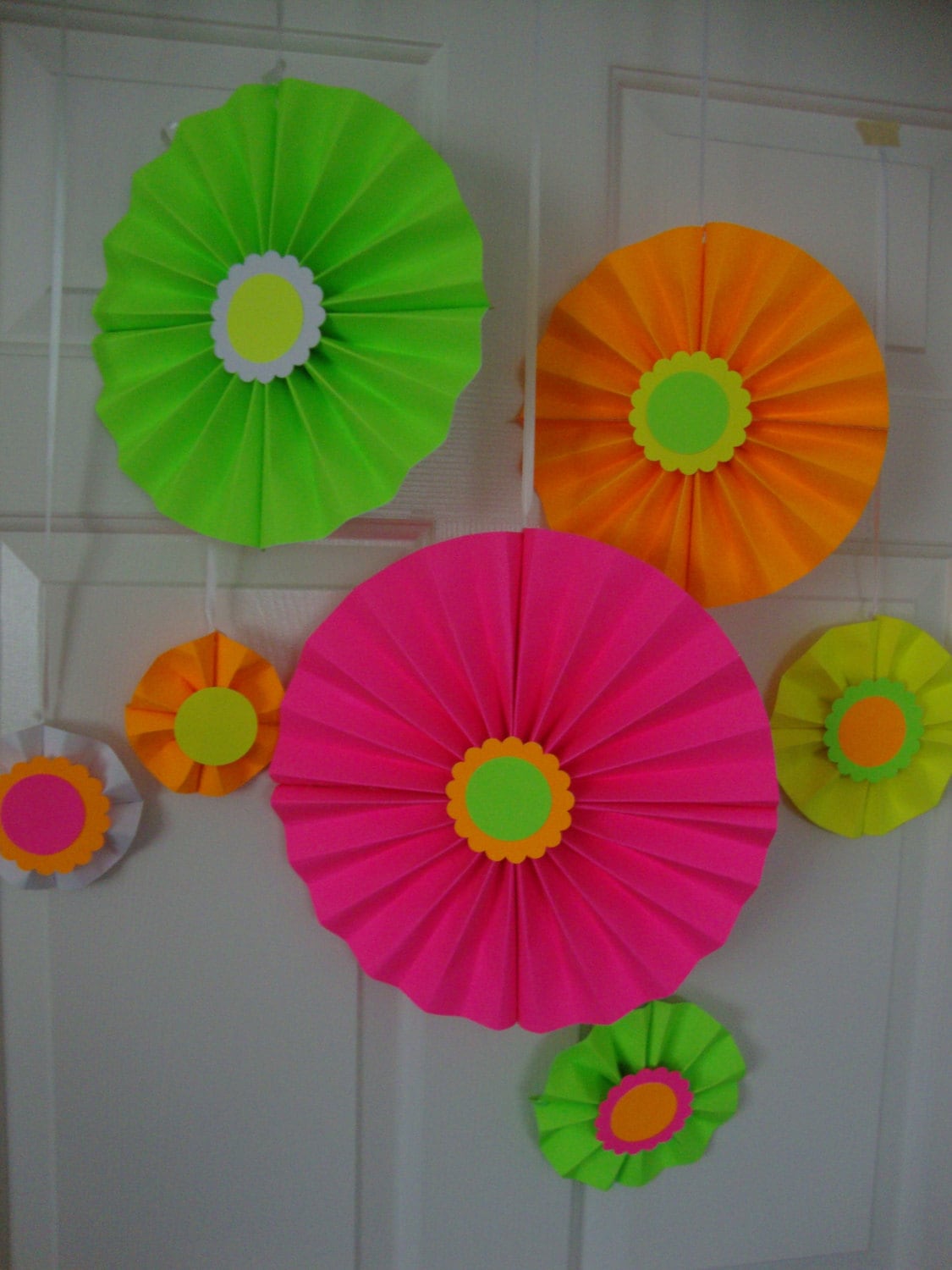 Glow Party Decorations Neon Paper Fan Neon Decorations Glow Etsy