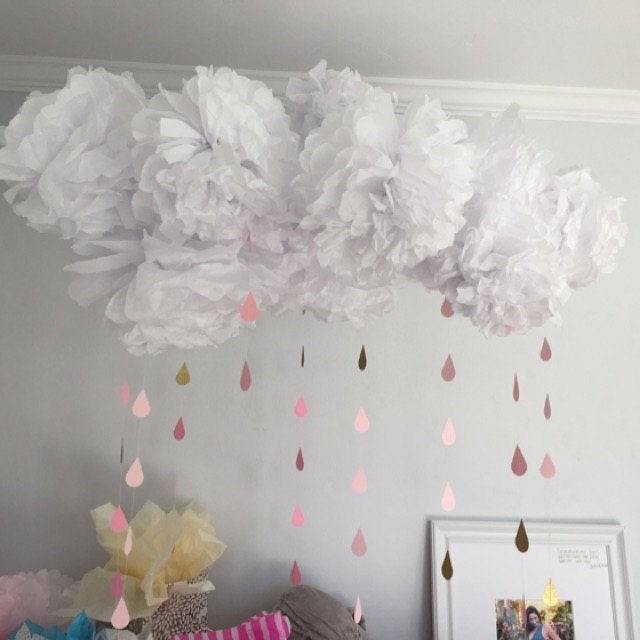 Set di pompon di carta velina arcobaleno - Decorazioni per feste