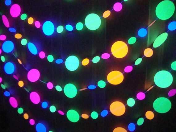 Glow Party Garland, Neon Party Decoration, 80s Party Decor, Glow Party  Hanging Decor, Skate Party Decor, Glow Party Polka Dot Garland 