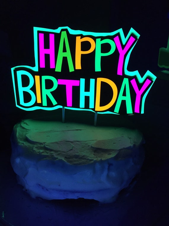 Buy Glow Party Cake Topper, Neon Birthday Cake Topper, Personalized Cake  Topper, UV Reflective Cake Decoration, Fluorescent Neon Cake Decor Online  in India 