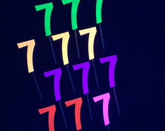 Glow Party Cupcake Toppers, Number Cupcake Toppers, Neon Cupcake Decor, Black Light Party Cupcake Toppers, Age Cupcake Toppers, Neon Numbers