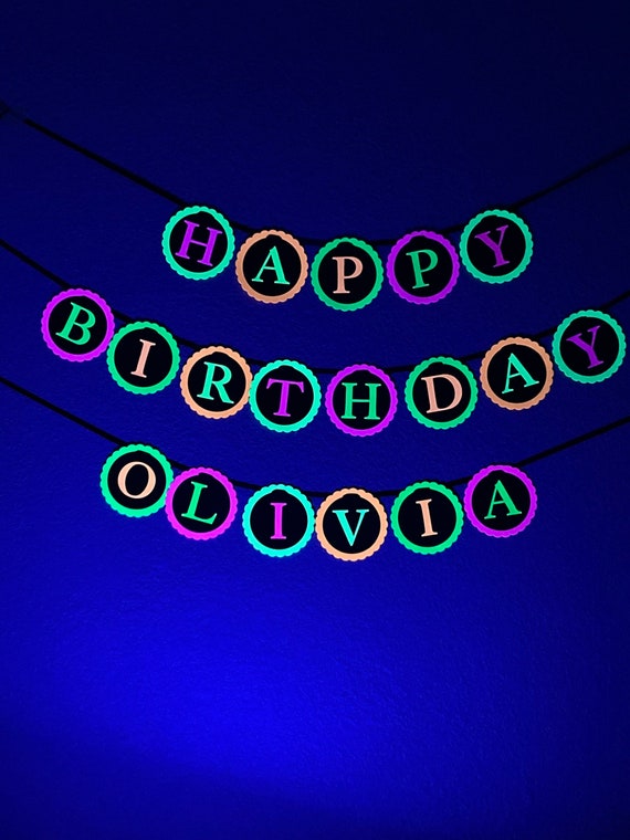 Glow Party Neon Black Light HAPPY BIRTHDAY banner Il_570xn
