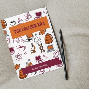 Personalized Journal for Virginia Tech Student, Orange and Maroon College Doodle Notebook, Graduation Gift, Virginia Tech Bound Gift