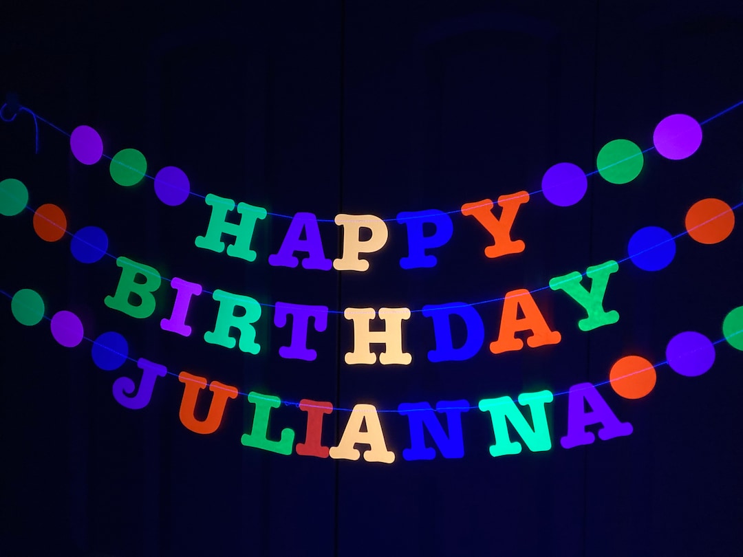 Glow Party Birthday Banner, Neon Birthday, UV Reflective Decor, Banner