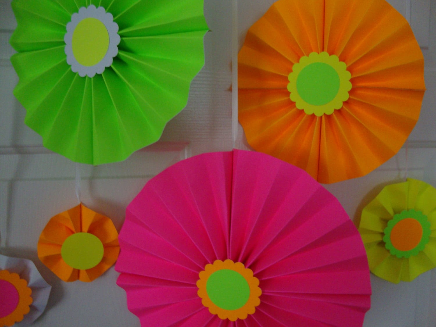 Glow Party Decorations Neon Paper Fan Neon Decorations Glow Etsy
