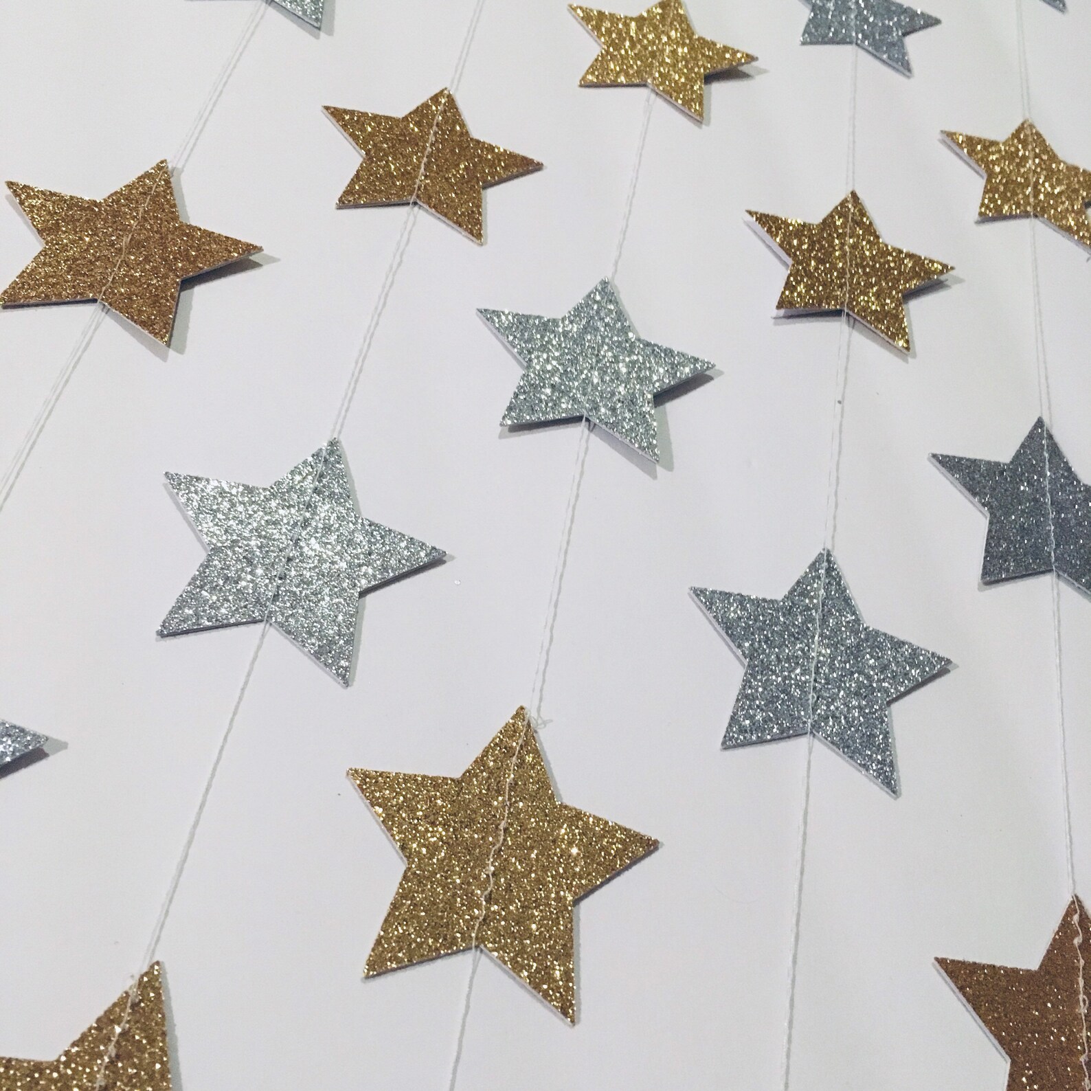 Gold and Silver Glitter Star Garland Anniversary Garland | Etsy