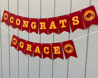 University of Southern California Large Graduation Banner, CONGRATS Banner, Graduation Decor, Cardinal Red and Gold Graduation Party Decor