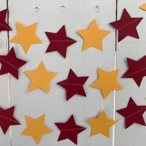 Maroon and Gold Star Garland, Burgundy and Gold Graduation Decoration, Minnesota Colors, Dorm Decor, Commencement Party Star Streamer