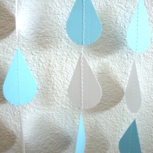 Baby Blue and White Raindrops, Baby Shower Decoration, Paper Raindrop Garland, Baby Sprinkle, Boy Baby Shower, Baby Sprinkle Decor image 5