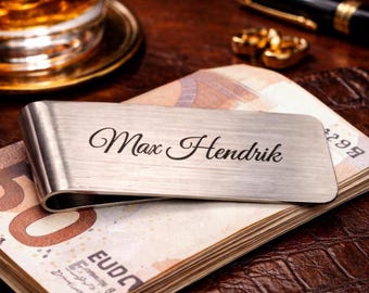 Personalisierte Geldklammer aus Edelstahl | Lasergravur | Geschenk für Männer | Minimalistisches Portemonnaie | Vatertag Geschenk