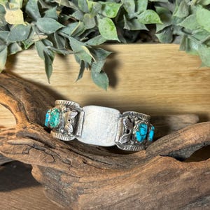 Old Pawn vintage Navajo Turquoise & Silver watch cuff