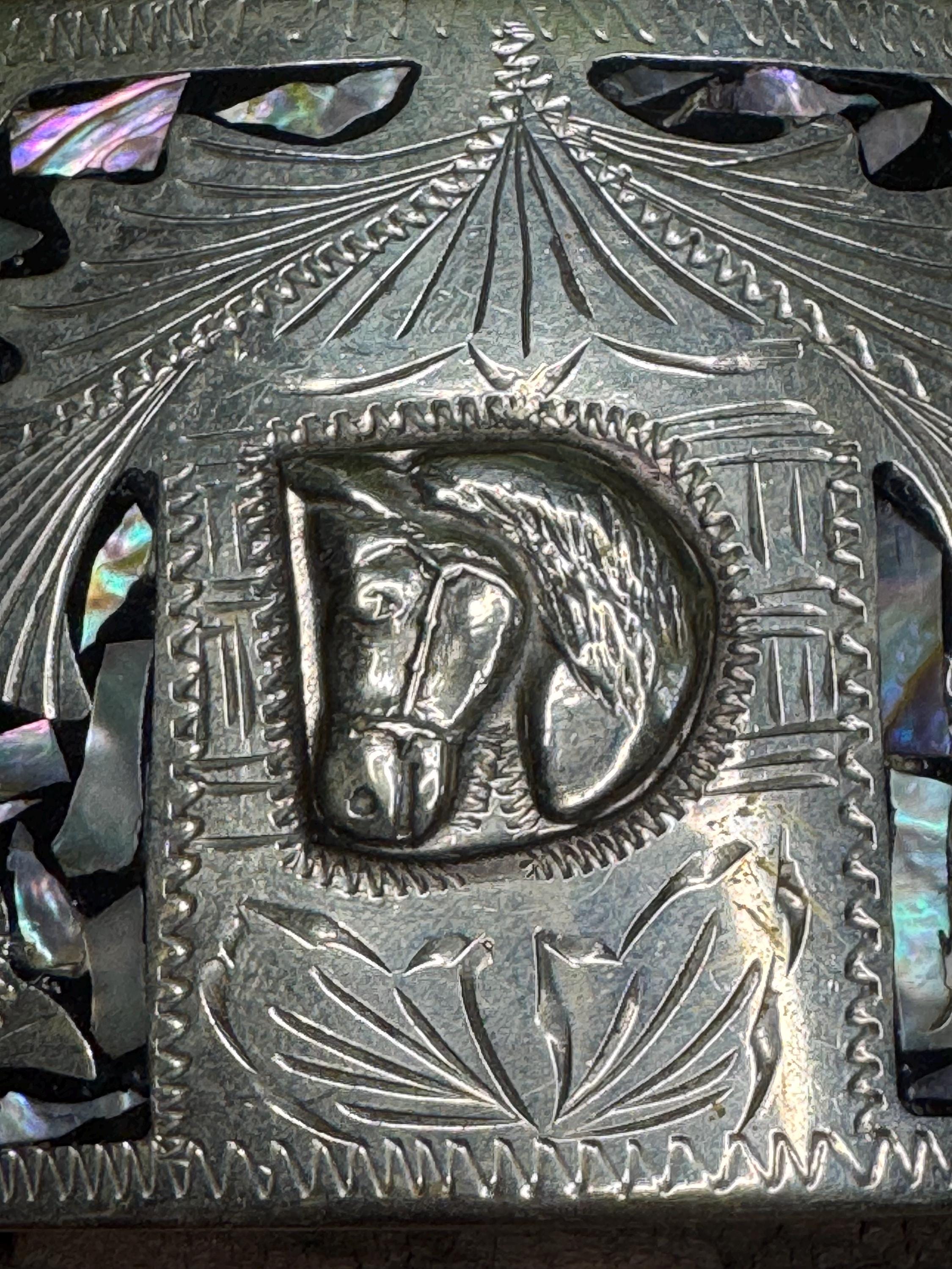 VINTAGE- ALPACA MEXICO SILVER ABALONE / MOTHER
OF PEARL INLAY BELT
BUCKLE 1-1/4” Alpaca Buckle In Vintage Belt Buckles for sale - eBay main image 4