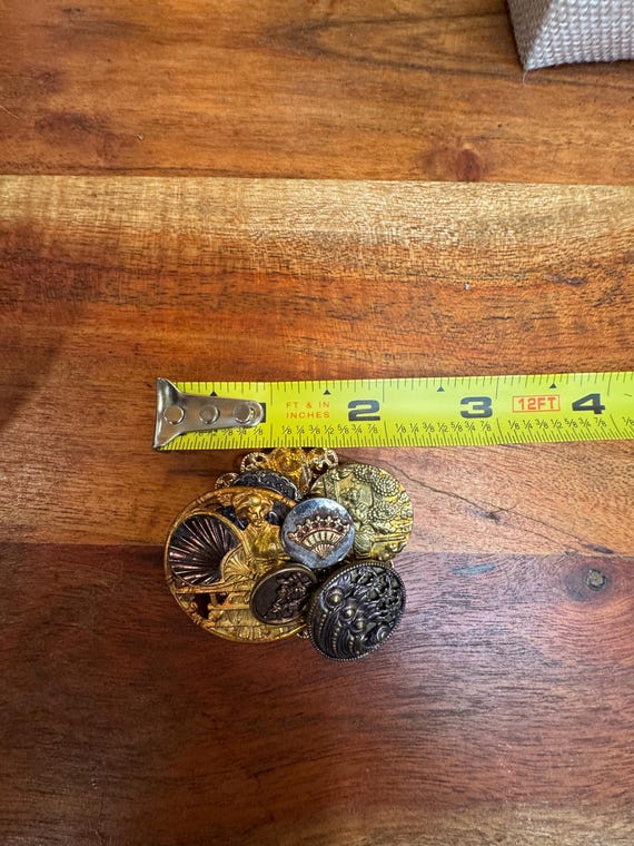 Handmade antique  button brooch - image 4