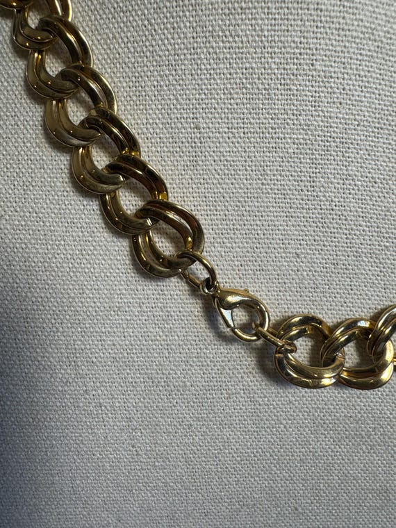 Vintage gold tone Double link choker - image 4