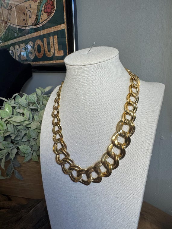 Vintage gold tone Double link choker - image 2