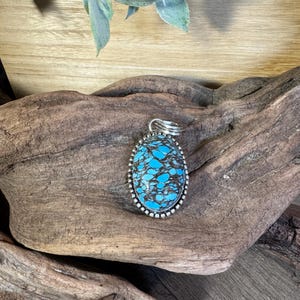 Silver 925 stamped faux turquoise pendant