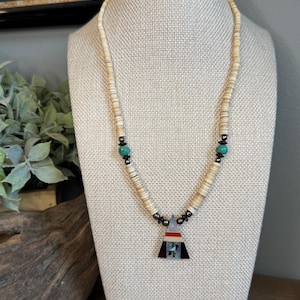 Vintage Heishi turquoise inlay beaded necklace