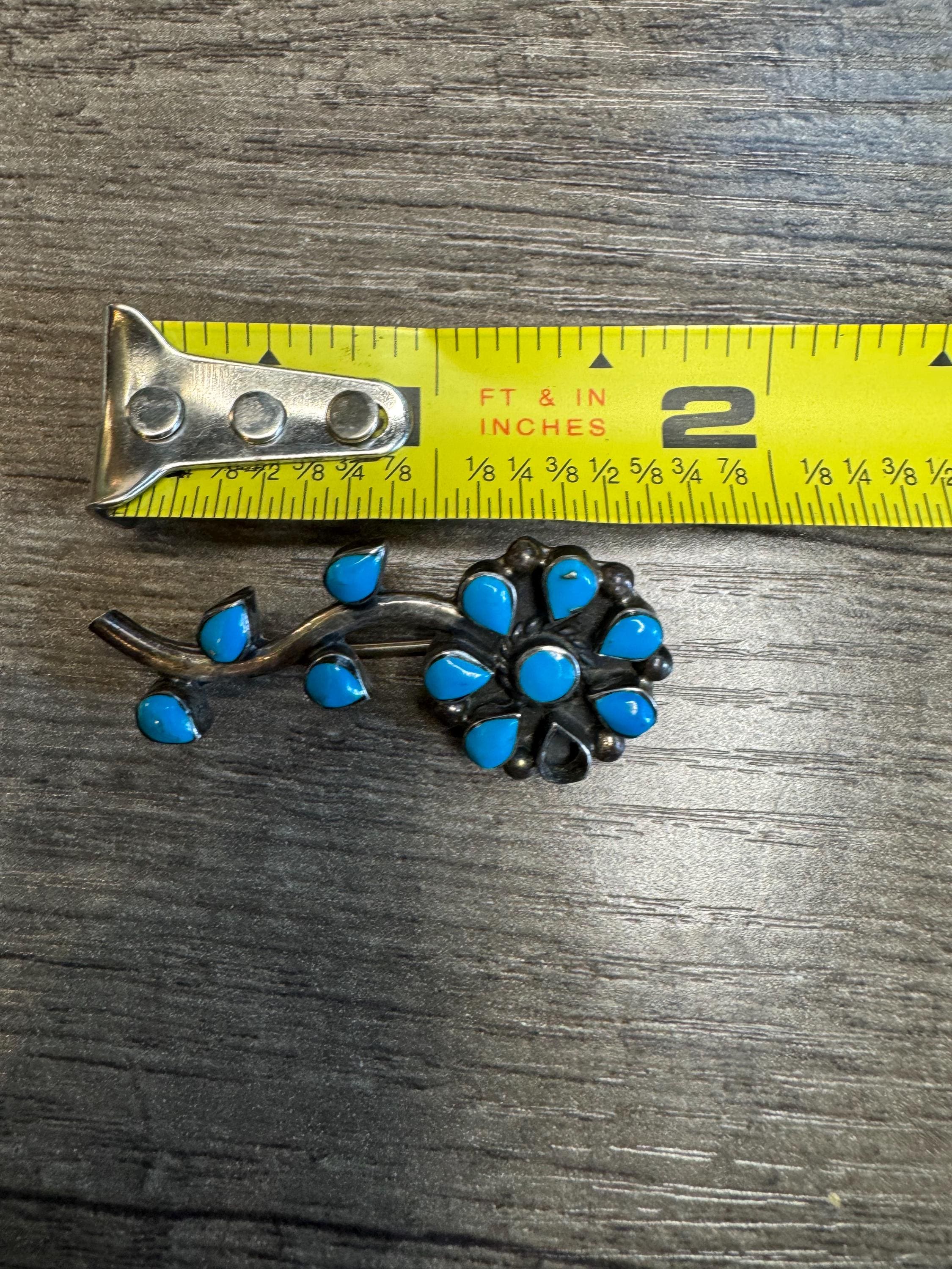 Vintage Mexico 925 Sterling Turquoise Floral Brooch - Etsy Canada