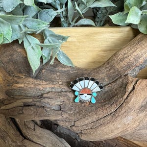 Vintage Zuni silver inlay surface brooch/ pin