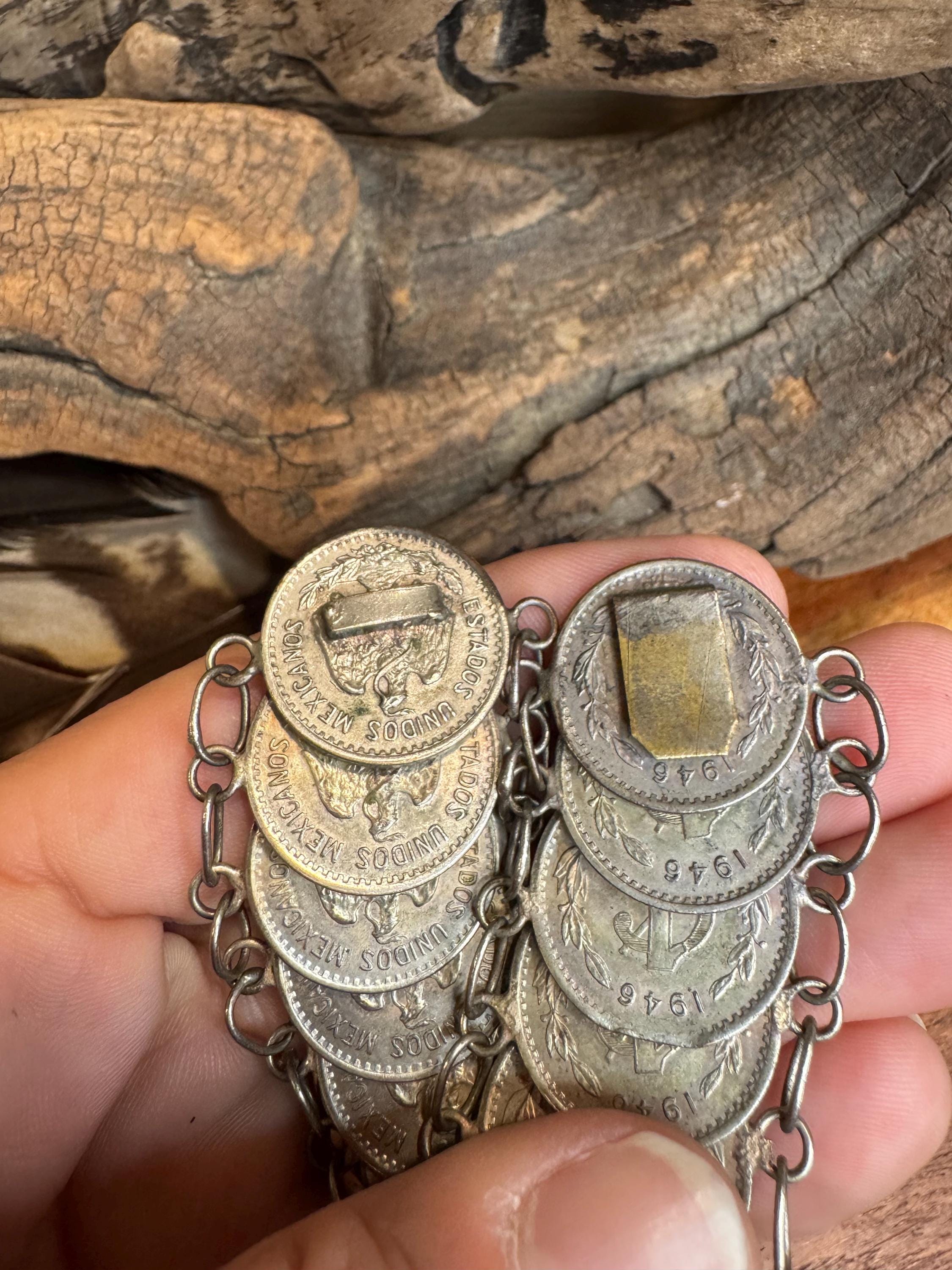 Vintage 1946 Mexican Silver Coin Link Bracelet - Etsy