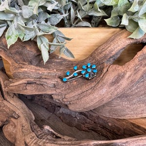 Vintage Mexico 925 Sterling Türkis Blumen Brosche