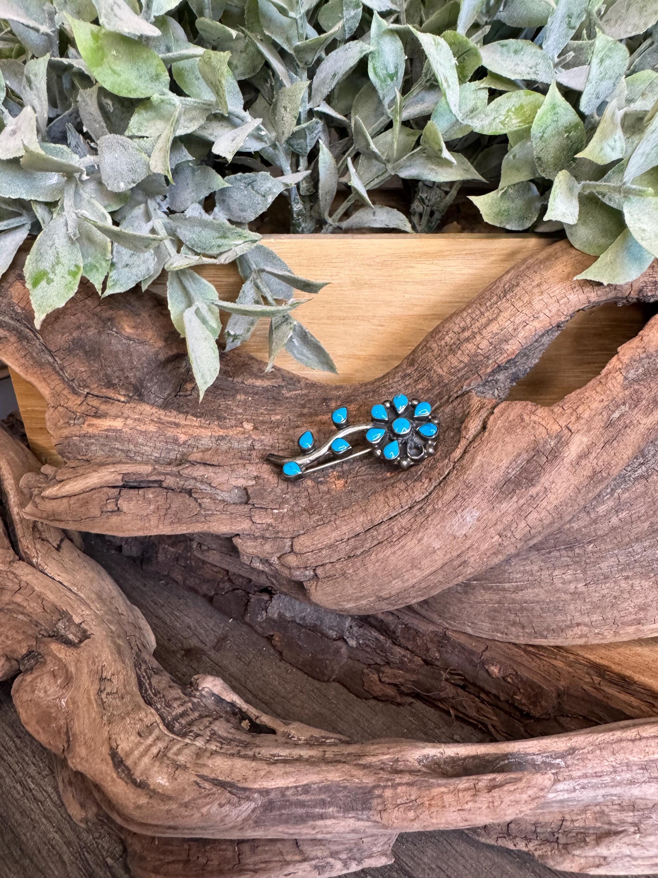 Vintage Mexico 925 Sterling Turquoise Floral Brooch - Etsy Canada