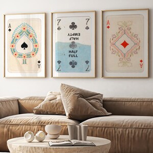Trendy Herz-Ass-Wandkunstdruck, halb leer-halb voll Poster, Retro trendiger ästhetischer Druck, Retro Spielkarte Poster, Digitaldruck Kunst