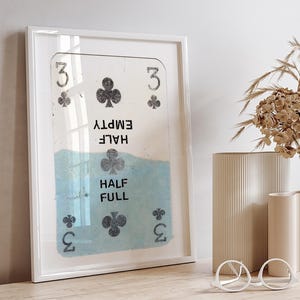 Carta da gioco retrò alla moda, poster "Lucky You", stampa estetica alla moda, carta da gioco blu, stampa di una carta mezza piena, poster funky