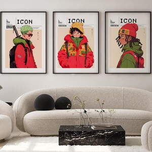 Póster de la serie One Piece, lienzo de anime, póster icónico, rollo de lienzo, regalo de mesa, regalo de anime, arte mural, regalo con marco, fans del anime, fanart