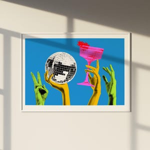 Disco Print, Disco Poster, Trendy Wall Art, Preppy Bar Cart Art, Disco Ball Print, Printable Art, Retro Wall Decor, Trendy Retro 70s Decor