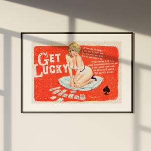 GET LUCKY, The Ace of Spades, The Only Card Frames, Aas-print, speelkaartposter, trendy retrokunst, esthetische keukendecoratie kunst