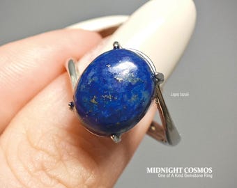 Lapis lazuli Ring: Vintage Adjustable Silver-Plated Copper RINGS | BOHO | Natural Crystal Gift for Her