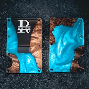 Cartera Ocean, Madera de Resina, Regalo Personalizado, Regalo para Hombre Personalizado, Cartera Delgada, Clip Grabado para Billetes, Cartera para Esposo, Clip para Billetes, Regalos para Padrinos de Boda